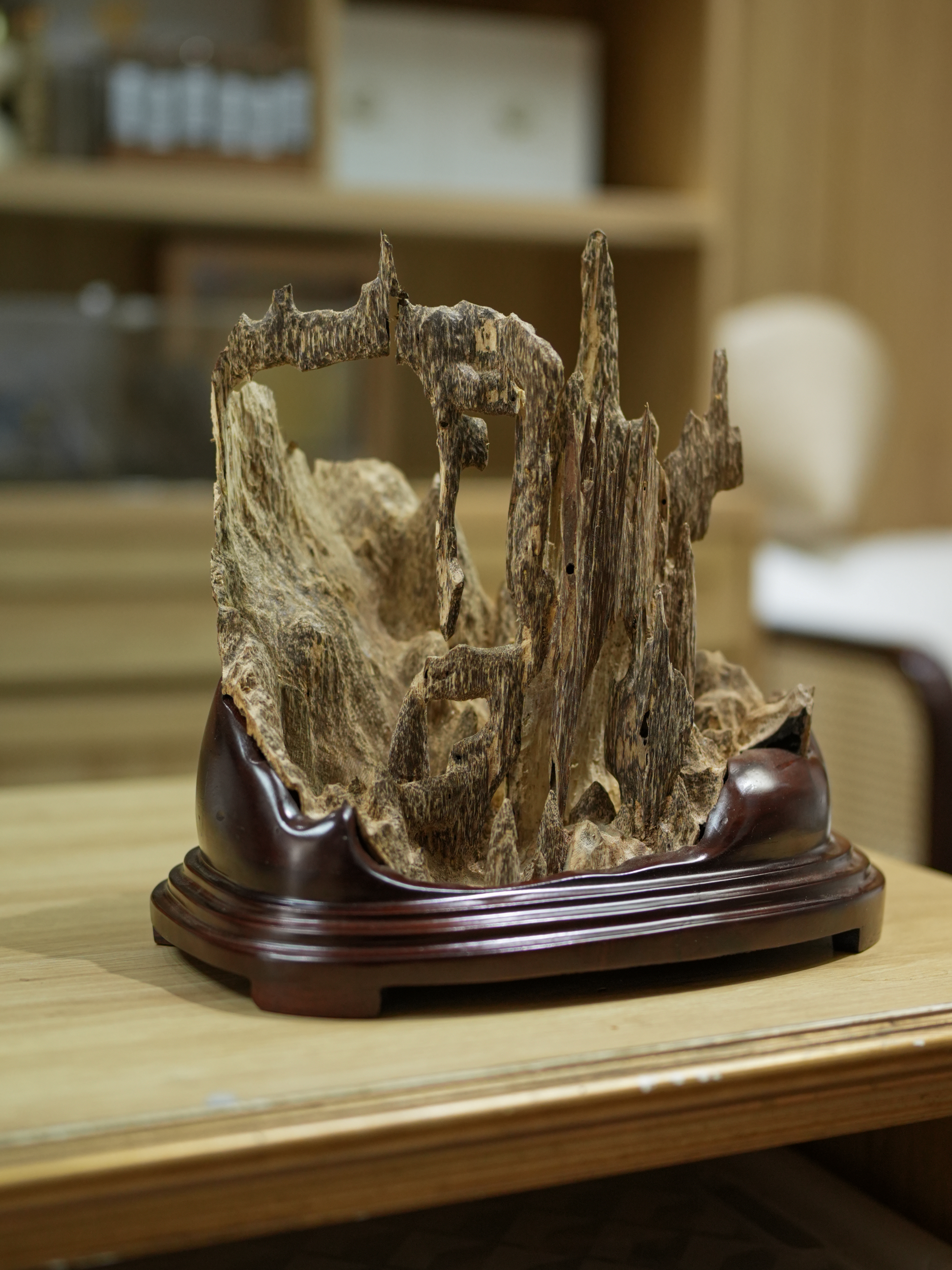 "SOLD OUT" Natural Vietnamese Agarwood Sculpture – Mountain Forest Landscape | Vietnamese Oud Display