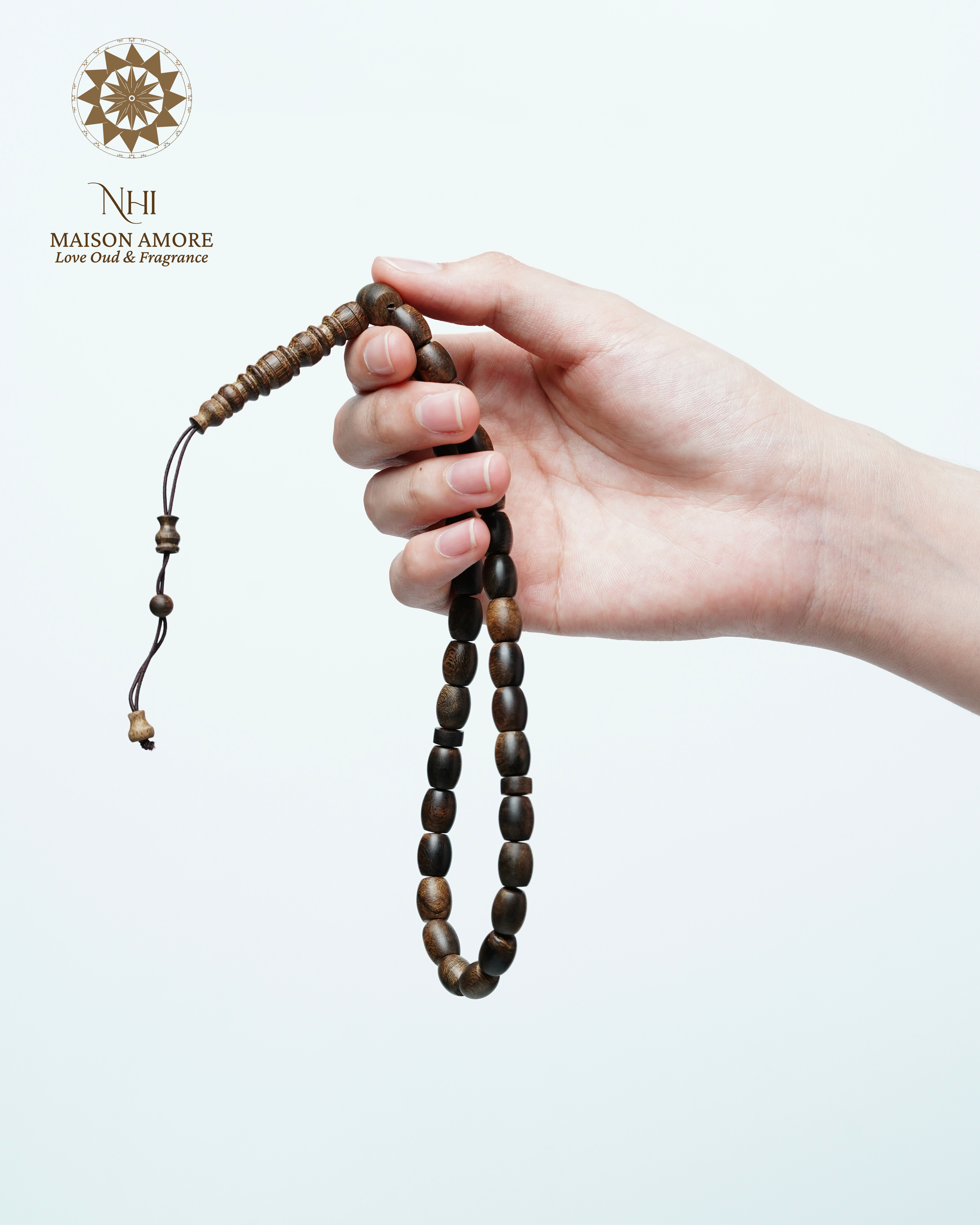 Natural Vietnamese Agarwood Tasbih – 33 Beads Oud Prayer Beads (17 Grams)