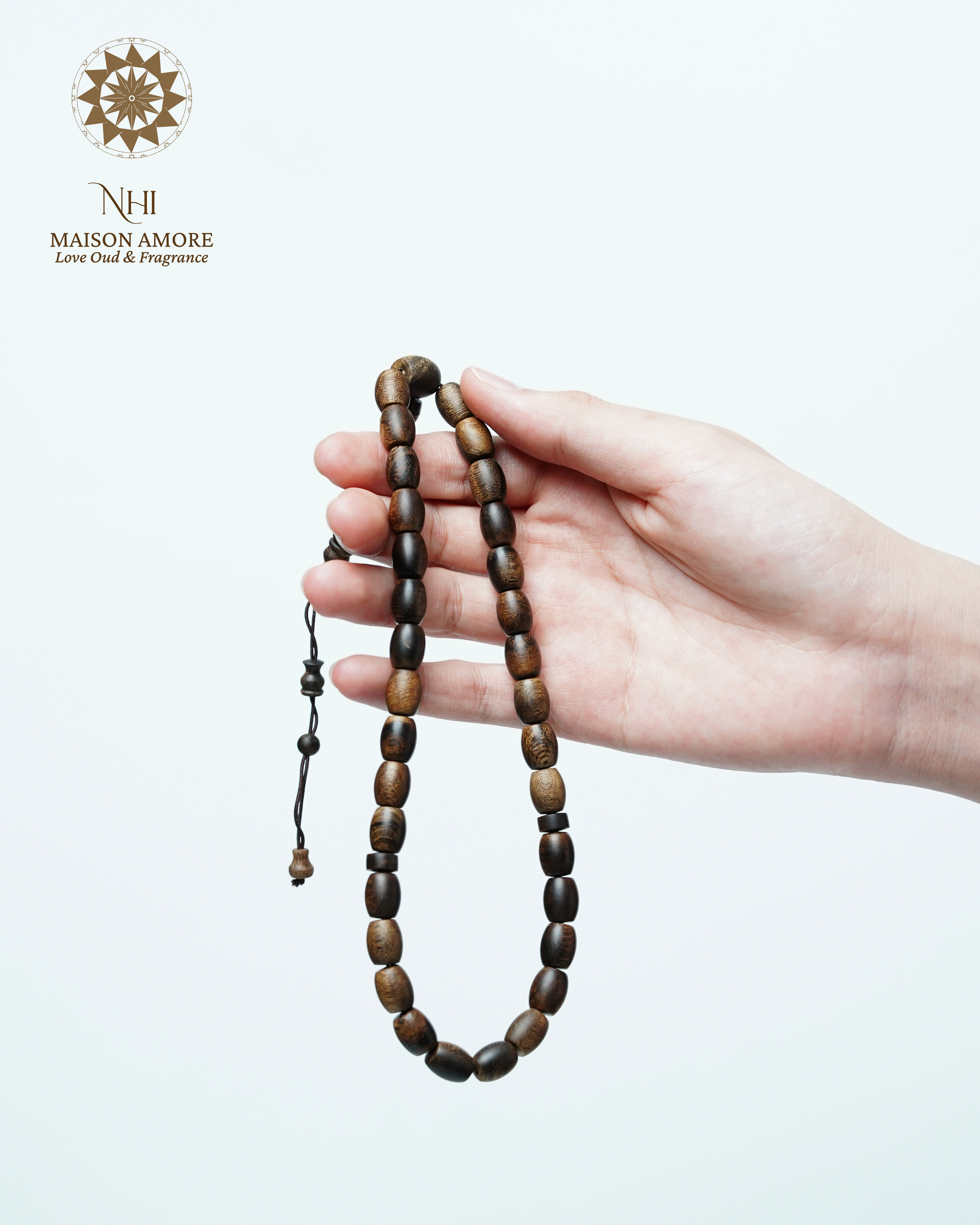 Natural Vietnamese Agarwood Tasbih – 33 Beads Oud Prayer Beads (17 Grams)