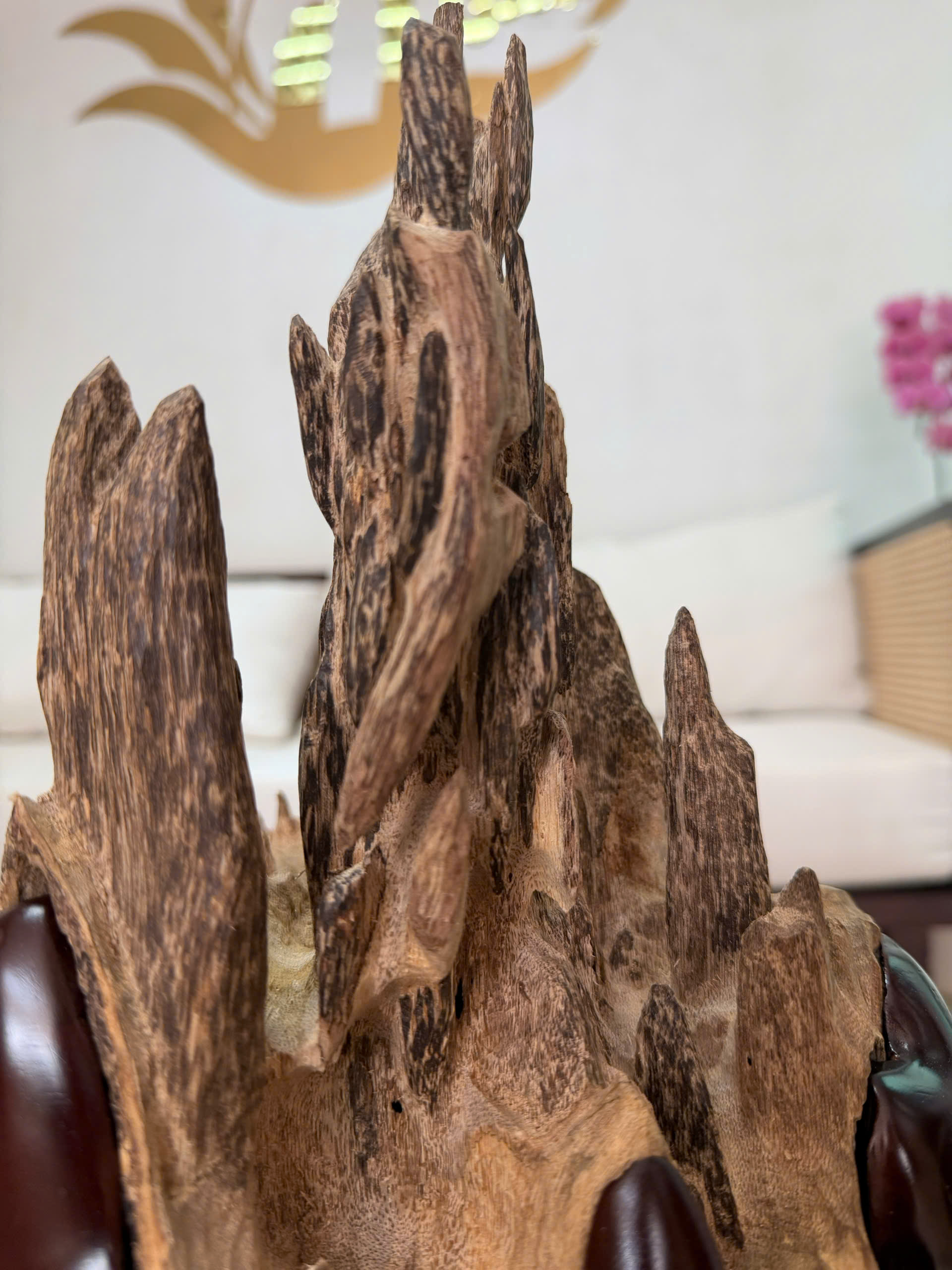 Natural Vietnamese Agarwood Sculpture – Mountain Forest Landscape