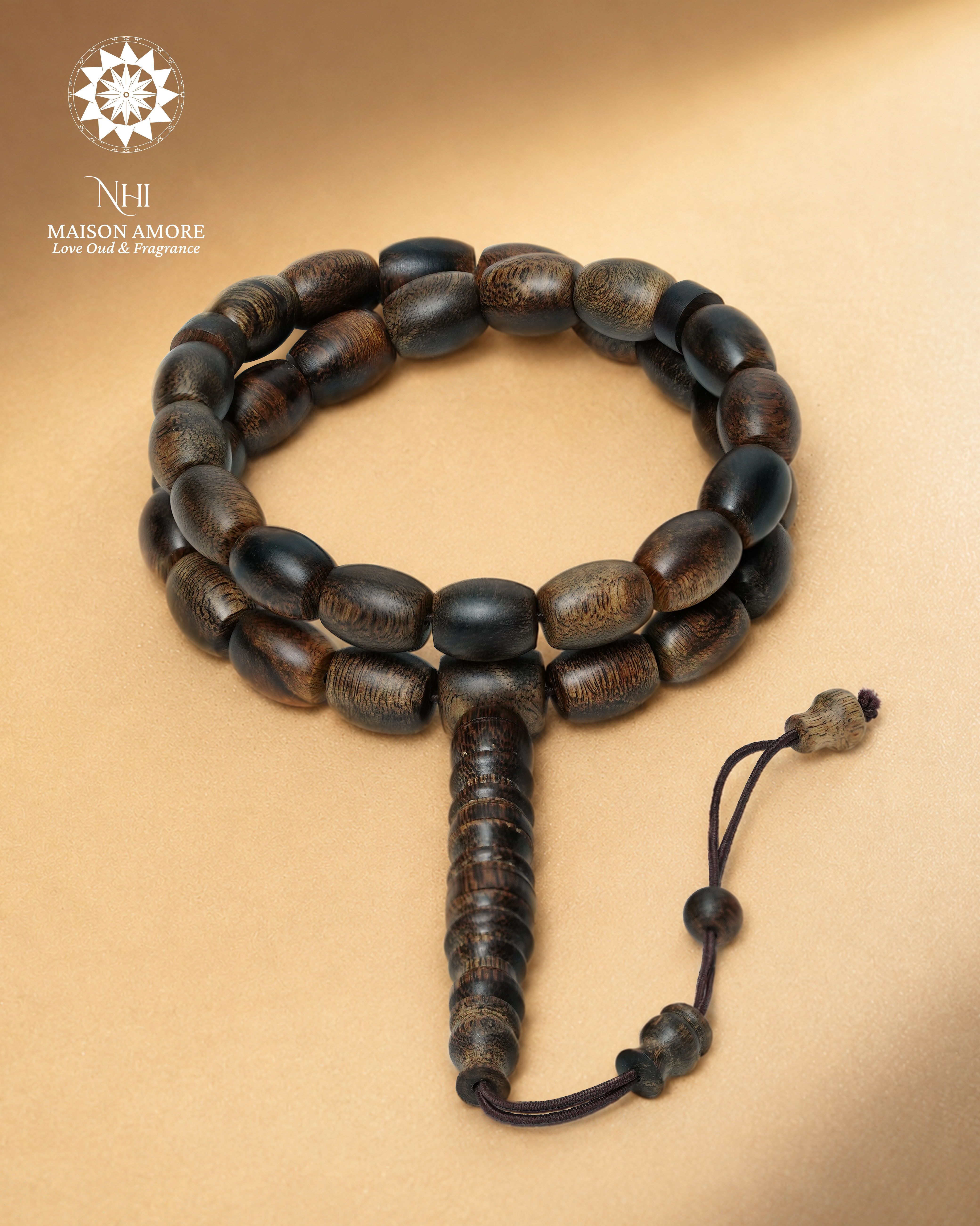 Natural Vietnamese Agarwood Tasbih – 33 Beads Oud Prayer Beads (17 Grams)