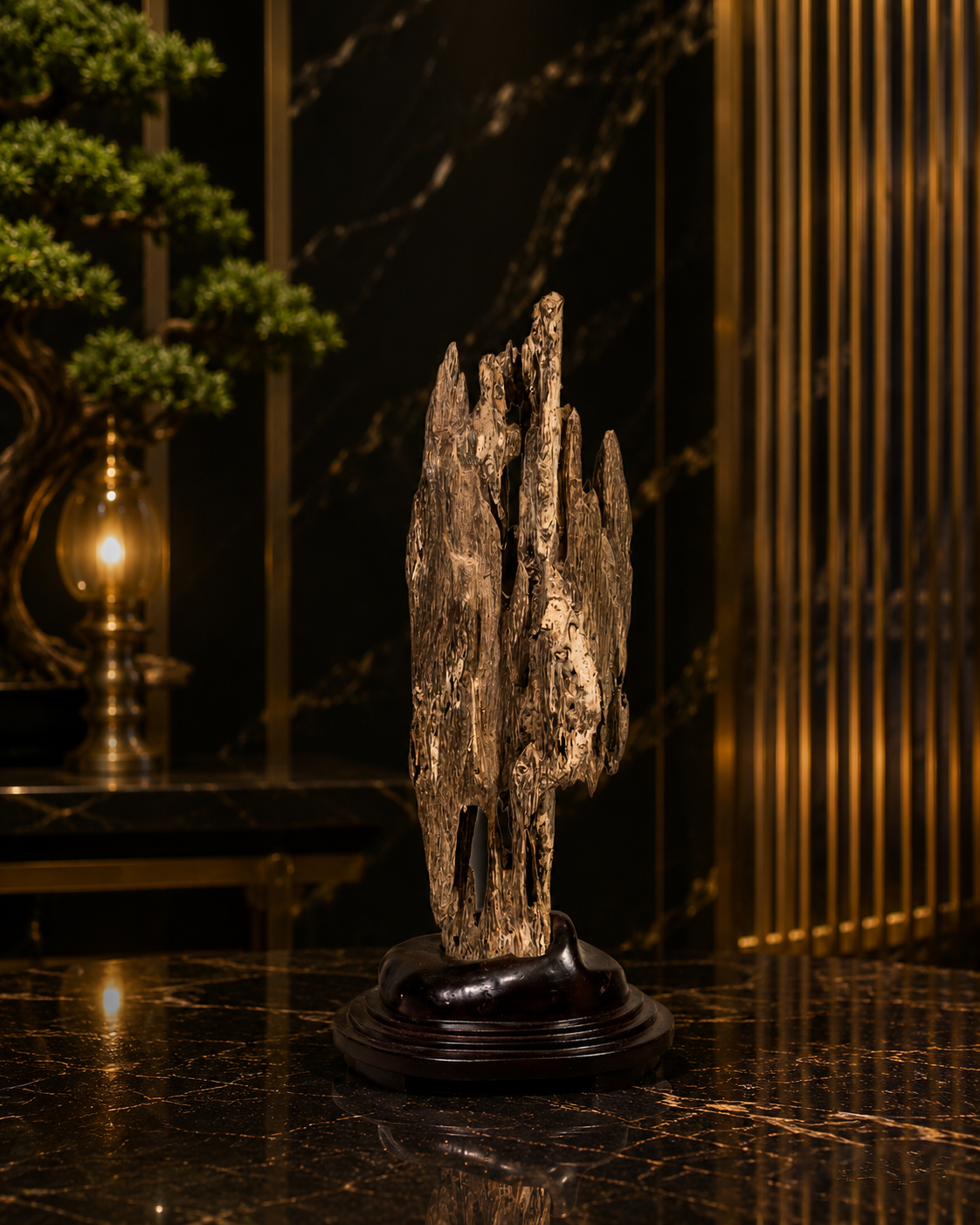 Mini Natural Agarwood Sculpture – Desk Display Oud – Wild Unique Form 42cm