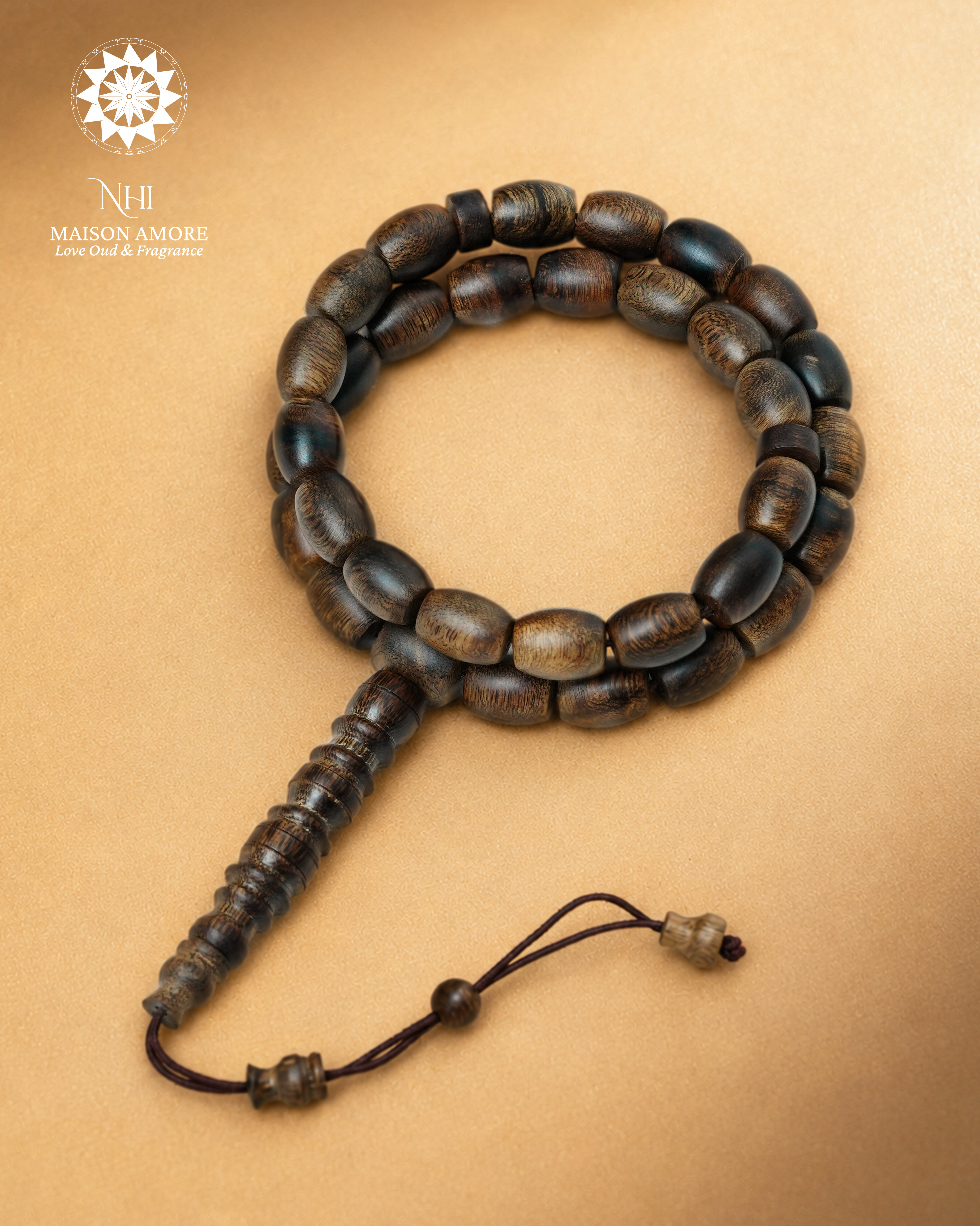 Natural Vietnamese Agarwood Tasbih – 33 Beads Oud Prayer Beads (17 Grams)