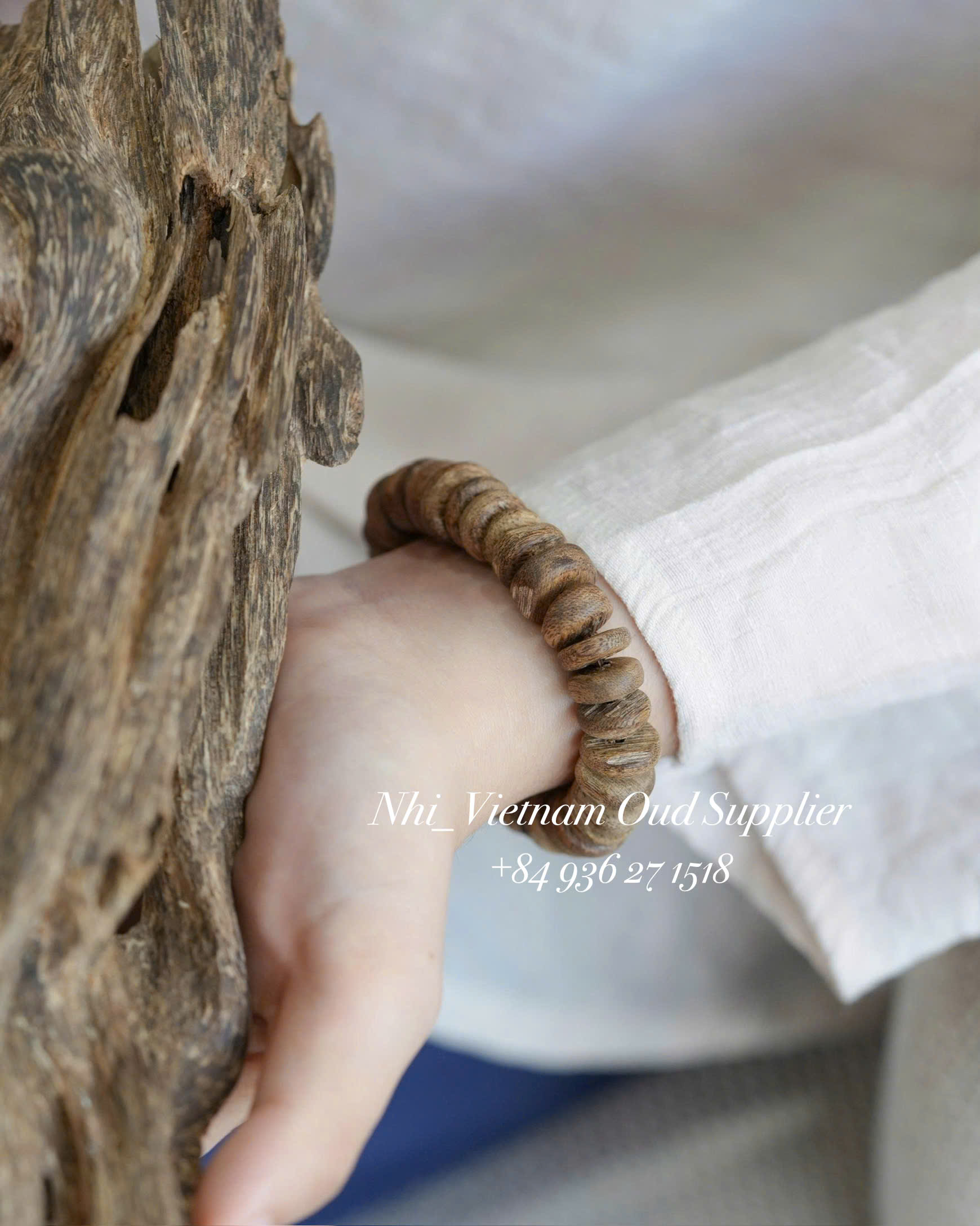 Natural Agarwood Button Bead Bracelet – Vietnamese Oud | Wealth &amp; Prosperity Jewelry