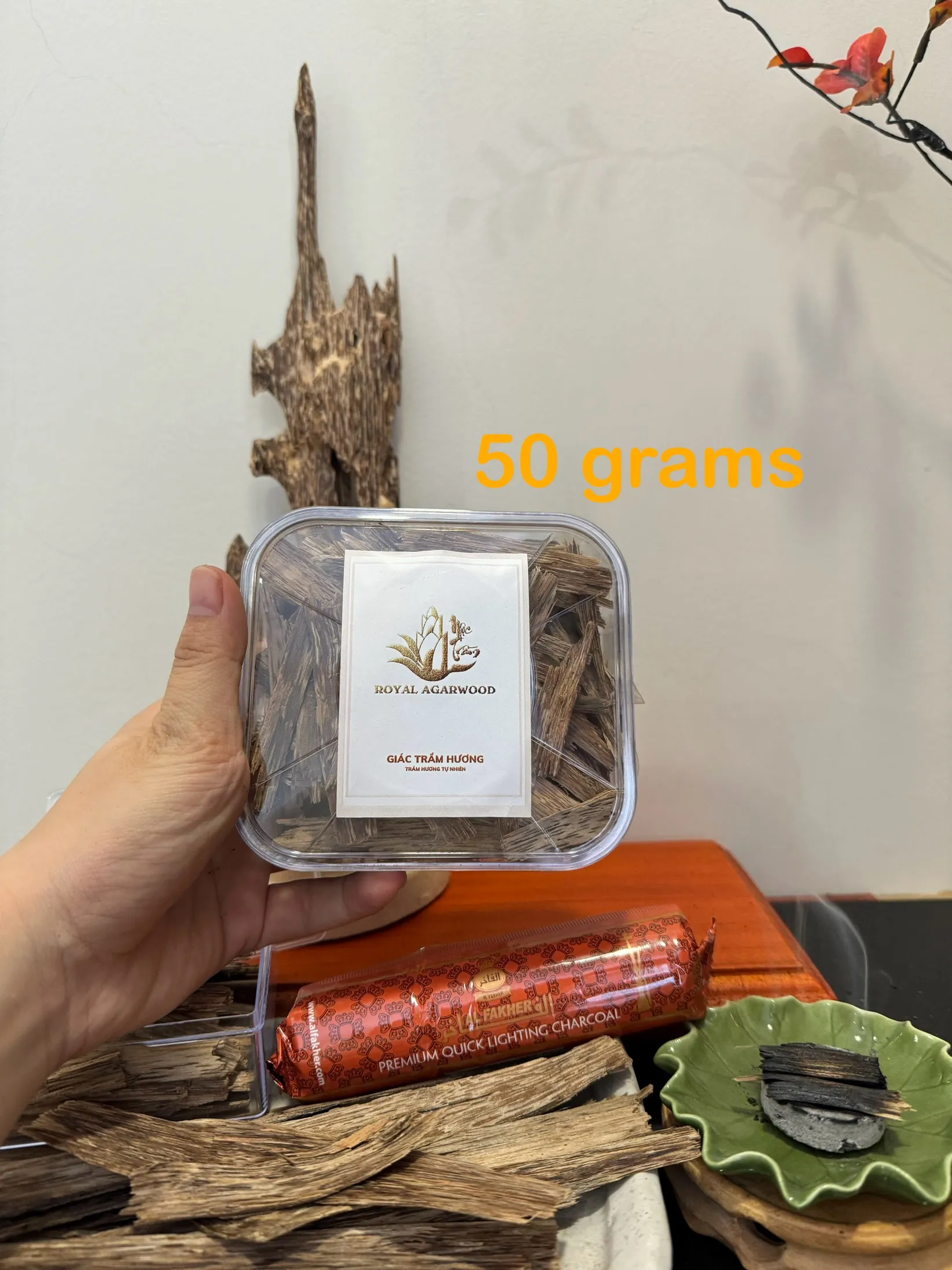 Natural Agarwood Chips – Vietnamese Oud for Home Fragrance &amp; Space Cleansing (Tram Sanh)